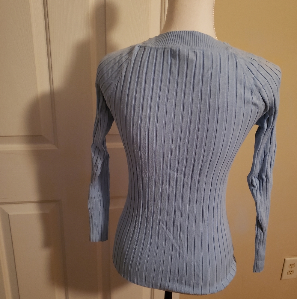 Light Blue Ribbed Sweater - Picture 2 of 3